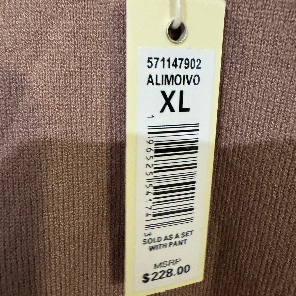 Max Studio 2 Piece Knit Lounge Set XL Taupe Hooded Sweater Wide Leg Pants NWT - Picture 6 of 8